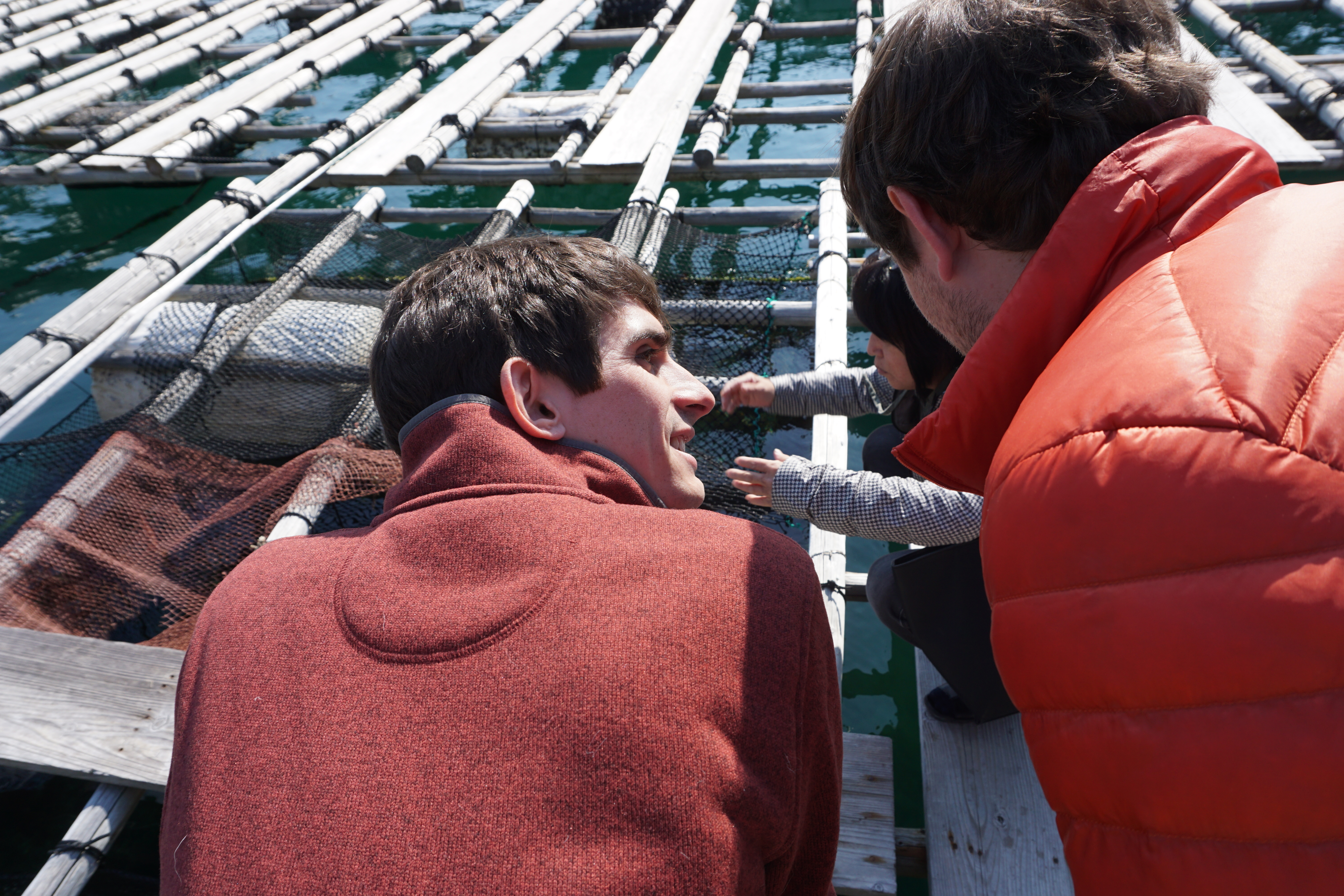 Here, Charlie and Wes look over the pearl farm in Mie, Japan
